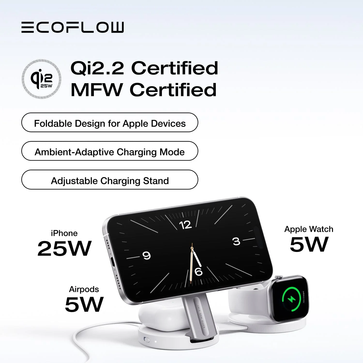 EcoFlow RAPID Mag Qi2.2 Wireless Charging Station (3-in-1 Foldable) - Image 5