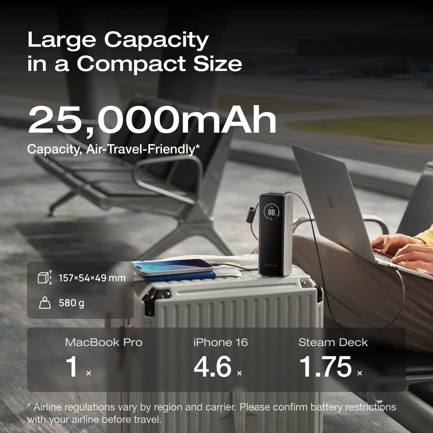EcoFlow RAPID Power Bank (25,000mAh, 170W, 100W Built-In and Retractable Cables) - Image 9